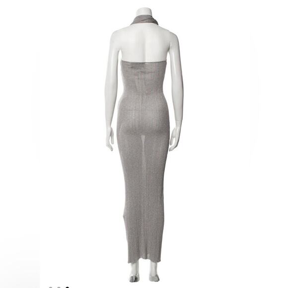 Aya Muse Caspi Halter Sheer Dress In Fog Grey NWT - Picture 5 of 11
